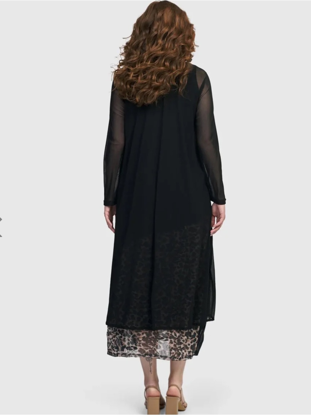 NWT Alembika Wildcat Black Leopard Sheer Crinkle Stretch Mesh Tunic Top Size Med - Picture 6 of 10